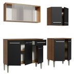 Cocina Integral Emilly 169 cm Box 03 Marrón/Negro Madesa