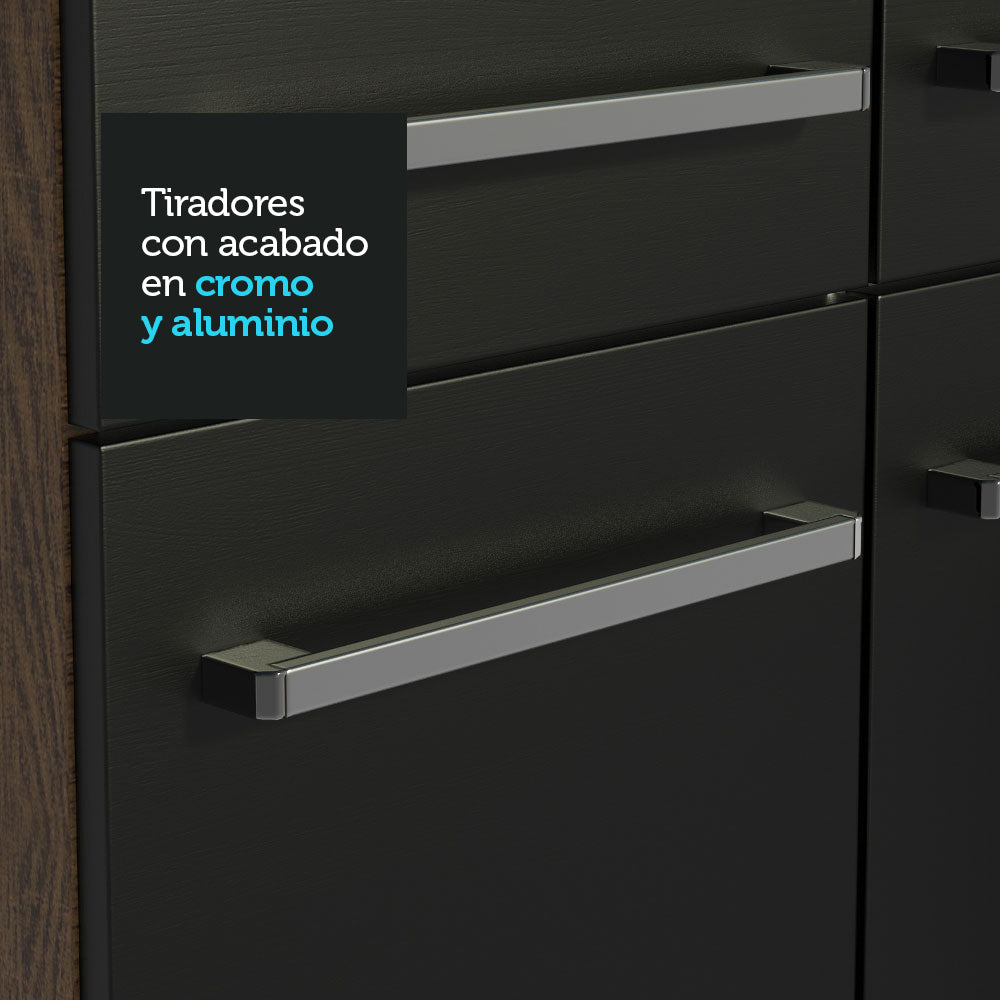 Cocina Integral Emilly Wind 2.30 Metros Marrón/Negro