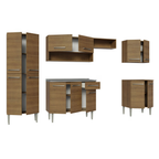 Cocina Integral Emilly 2.90 m con Mesón de Acero Marrón 08