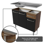 Cocina Integral Emilly 2.90 m con Mesón de Acero Marrón/Negro 09