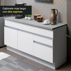Cocina Integral Glamy 1.50 m con Encimera Blanco 01