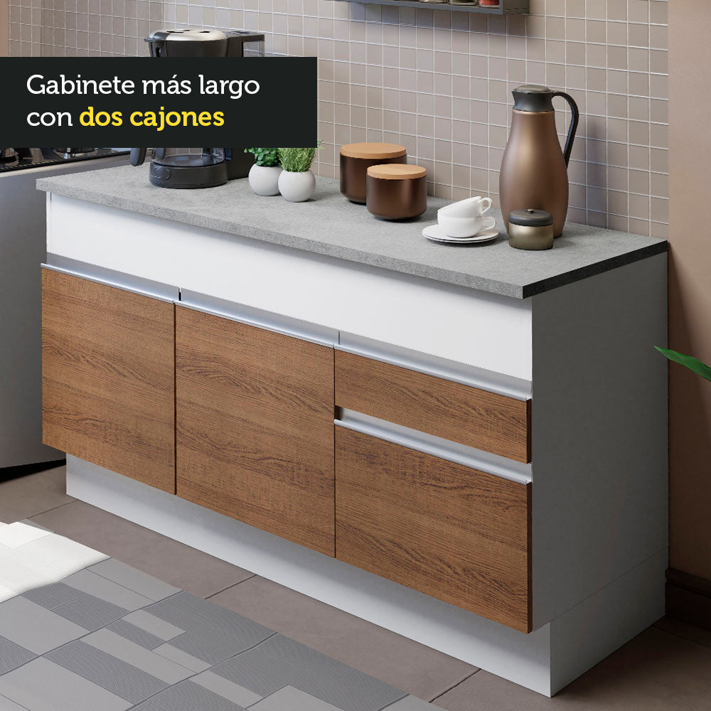 Cocina Integral Glamy 1.50 m con Encimera Blanco/Marrón 01