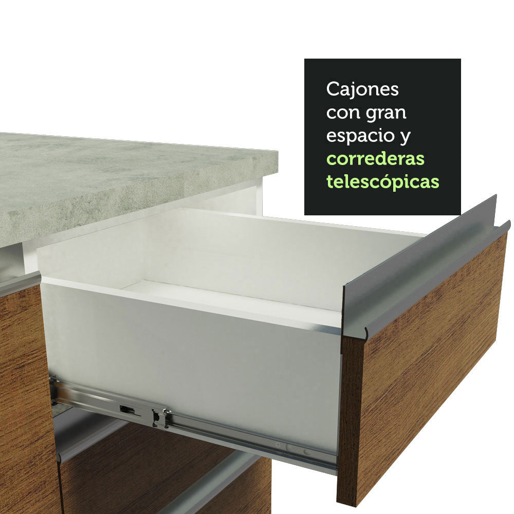 Cocina Integral Glamy 1.80 Metros Blanco/Marrón 09