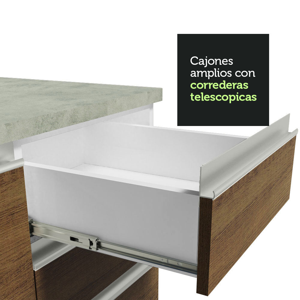 Cocina Integral Safira 2.90 m con Encimera 14 Blanco/Marrón/Blanco