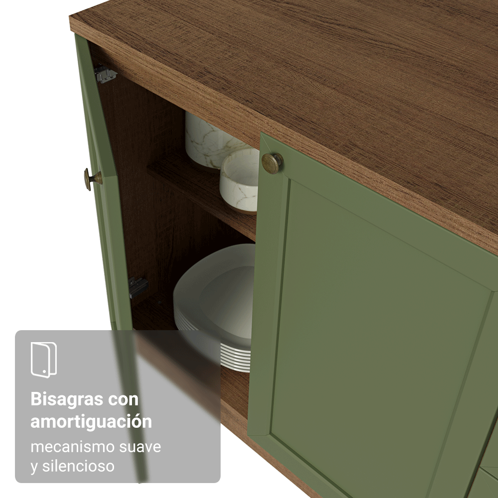 Cocina Integral Vik 1.80 Metros Marrón/Verde 04