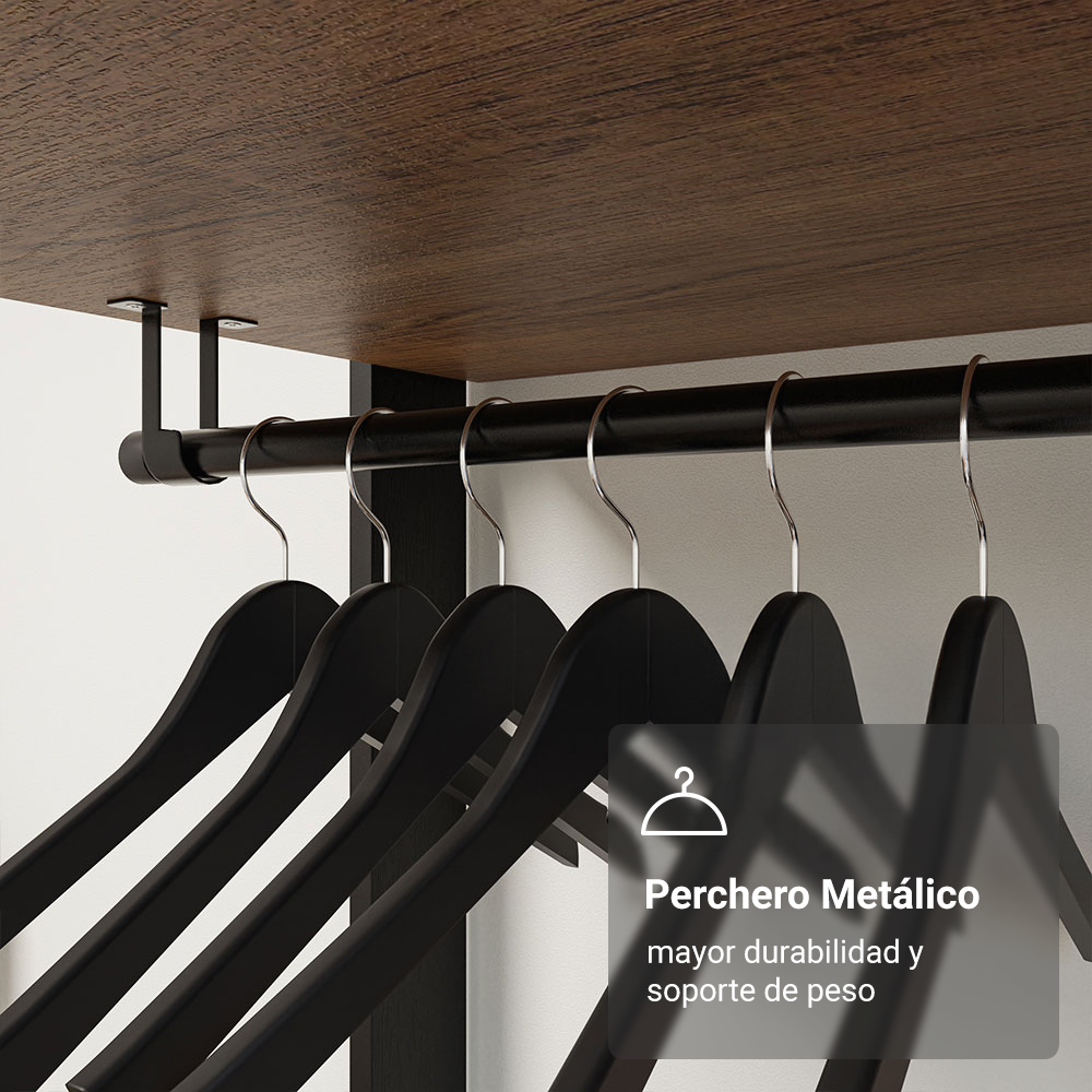 Clóset Modulado Abierto Valencia 2 Cajones 7 Niveles Marrón/Negro 180 cm x 129 cm x 45 cm