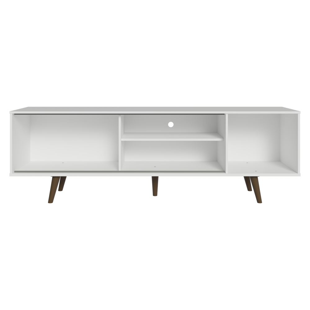 Centro de Entretenimiento Mesa para TV Torino Hasta 80 Pulgadas Blanco/Marrón (Patas Marrón)