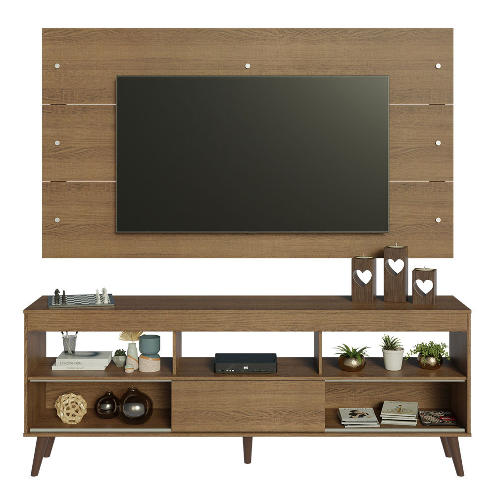 Centro de Entretenimiento para TV Detroit Mesa y Panel Hasta 65 Pulgadas Marrón