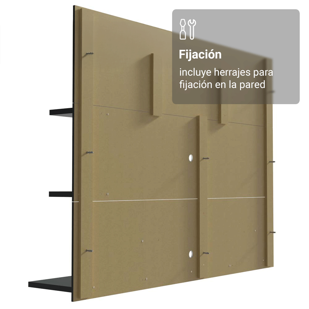 Centro de Entretenimiento para TV Reims Mesa y Panel Hasta 60 Pulgadas Negro