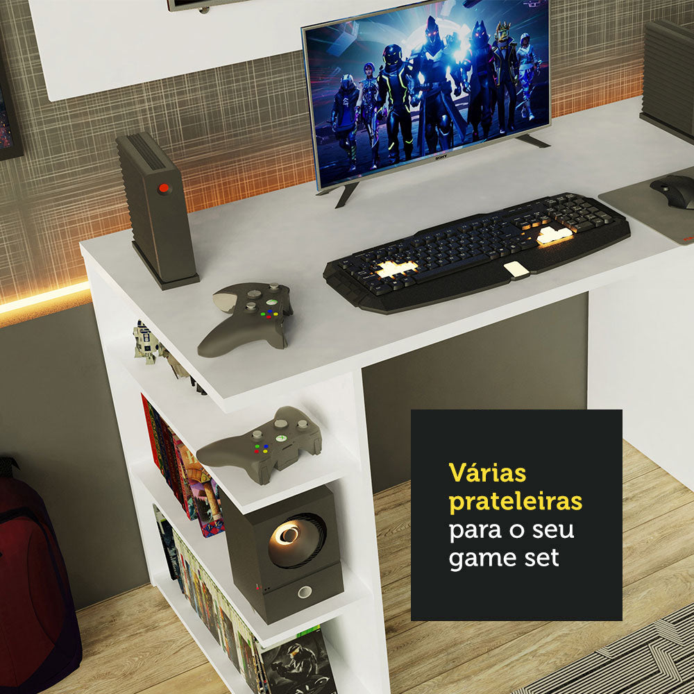 Escritorio Gamer Moderno + Panel para TV Hasta 50 Pulgadas