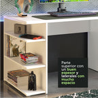 Escritorio Gamer 136 cm Moderno + Panel para TV Hasta 65 Pulgadas Blanco/Marrón Madesa
