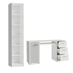 Escritorio de Oficina 173 cm Alaska + Mueble Estante Librero Blanco Madesa