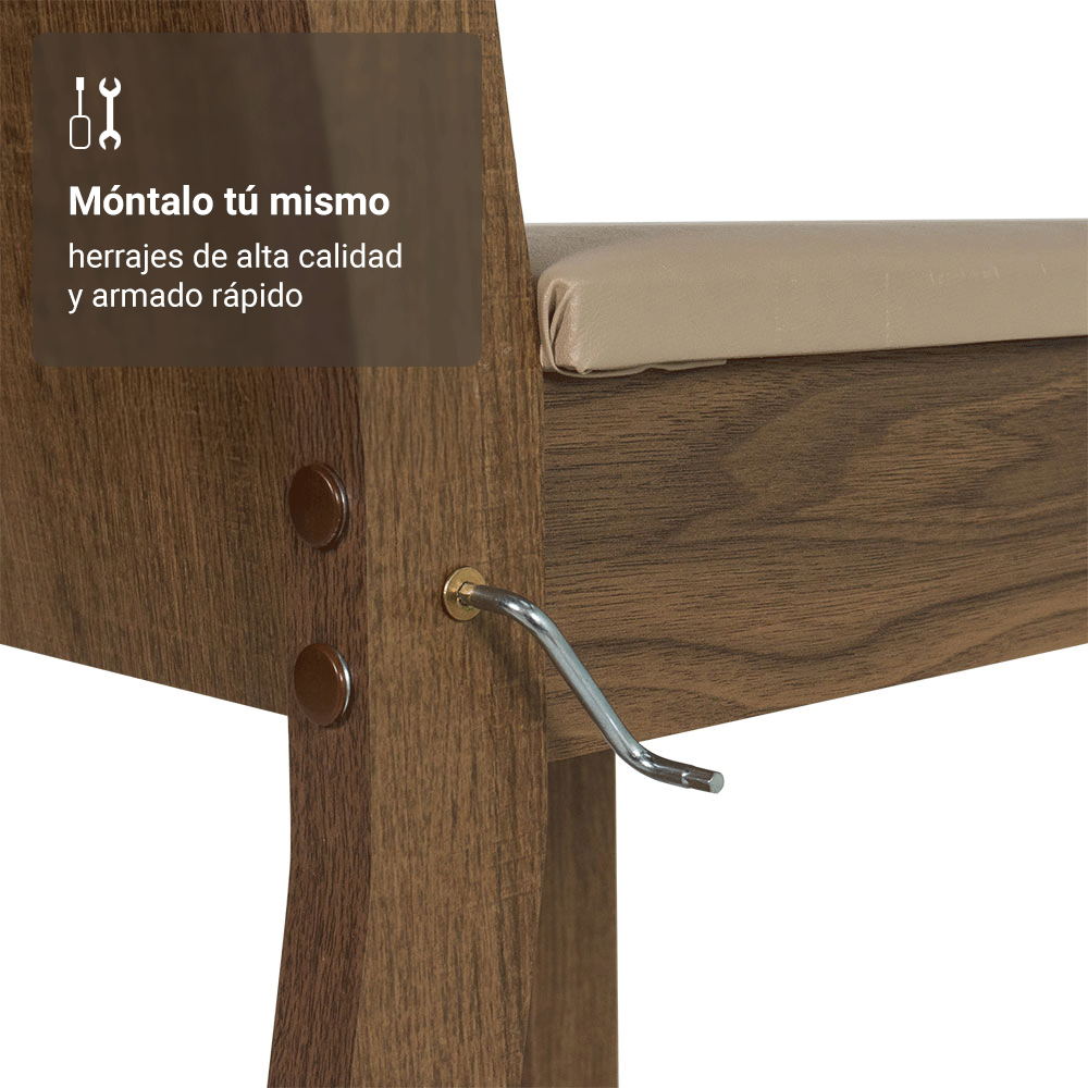 Juego de Comedor Samara con 4 Sillas Marrón/Negro/Beige