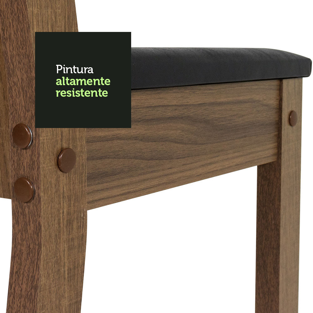 Juego de Comedor Perla con 4 Sillas - Tablero de Madera y Cubierta de Cristal Marrón/Crema/Negro