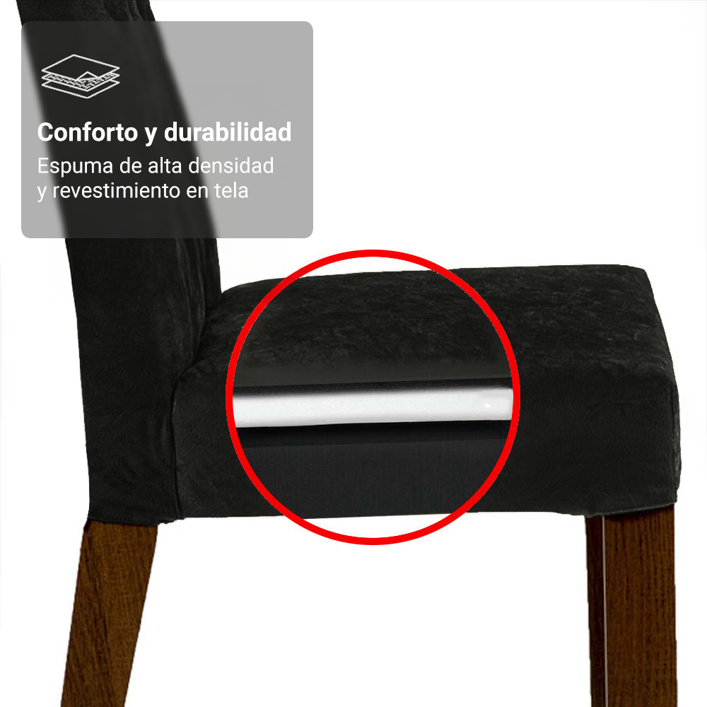 Juego de Comedor Harper con 4 Sillas - Tablero de Madera y Cristal Marrón/Negro/Oxford