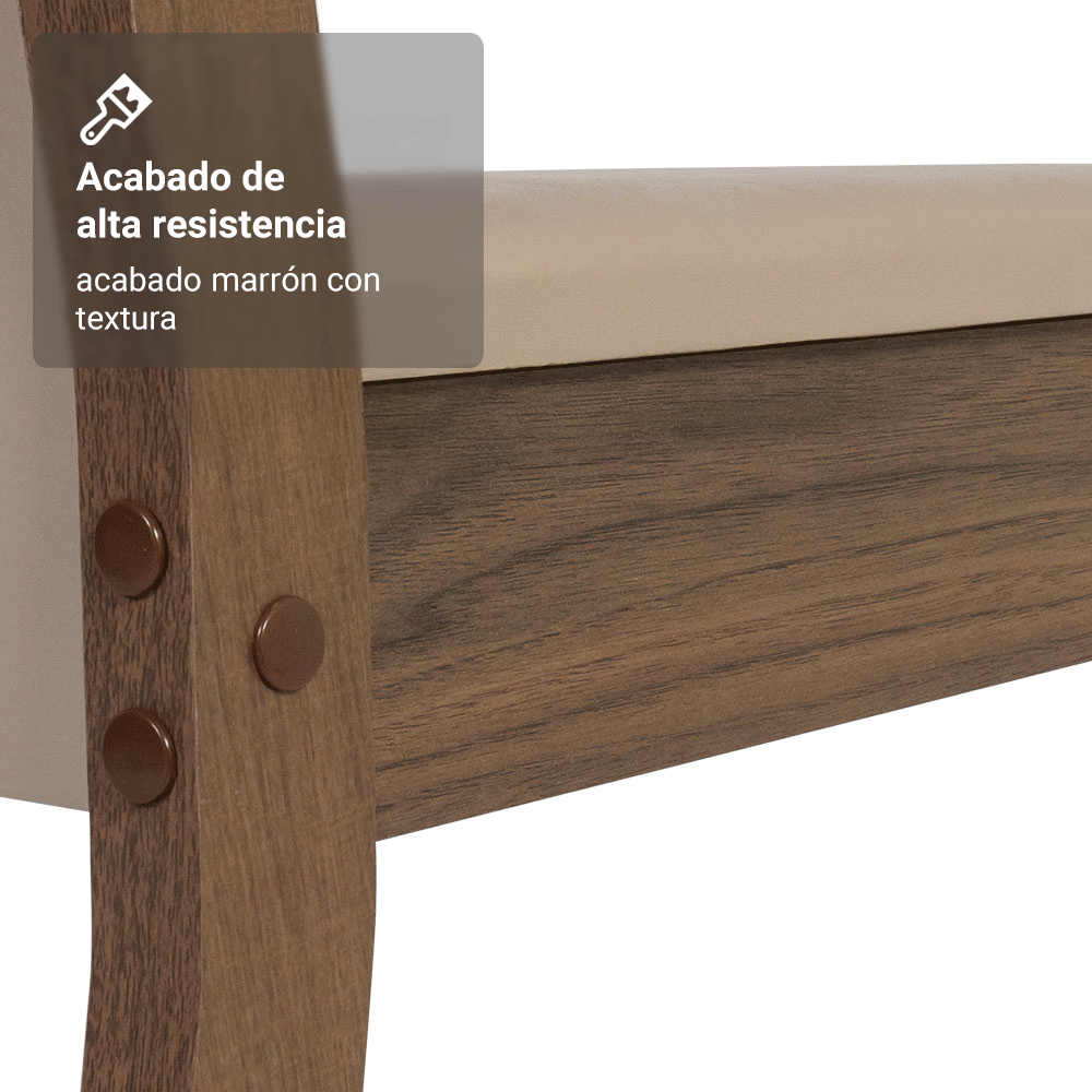 Juego de Comedor Marisa con 8 Sillas Marrón/Crema/Beige