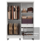 Clóset Luke con Patas 2 Puertas Corredizas 2 Cajones Blanco 192 cm x 120 cm x 53 cm