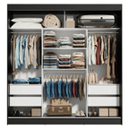 Clóset Reno 3 Puertas Corredizas 2 Espejos Negro/Blanco 180 cm x 205 cm x 54 cm