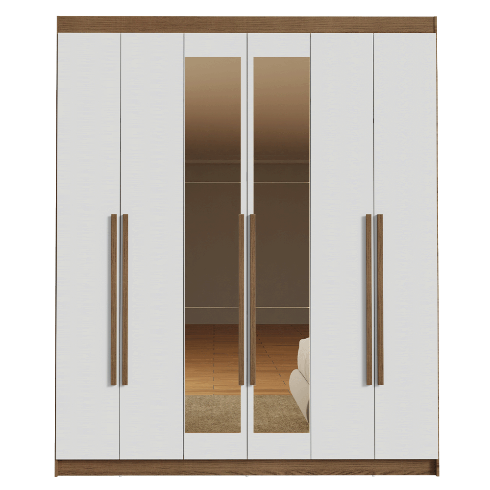 Closet Venus 6 Puertas 4 Cajones 2 Espejos MarrónBlanco