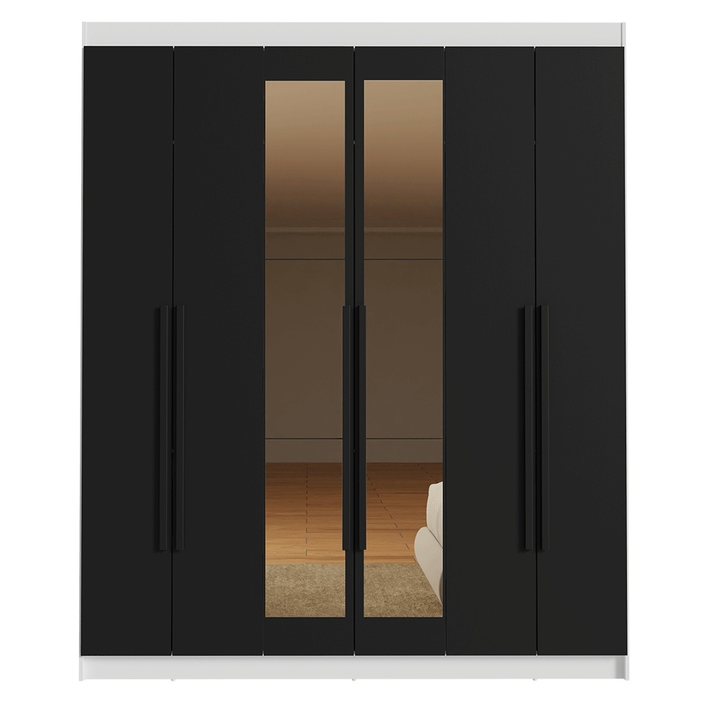 Closet Venus 6 Puertas 4 Cajones 2 Espejos BlancoNegro