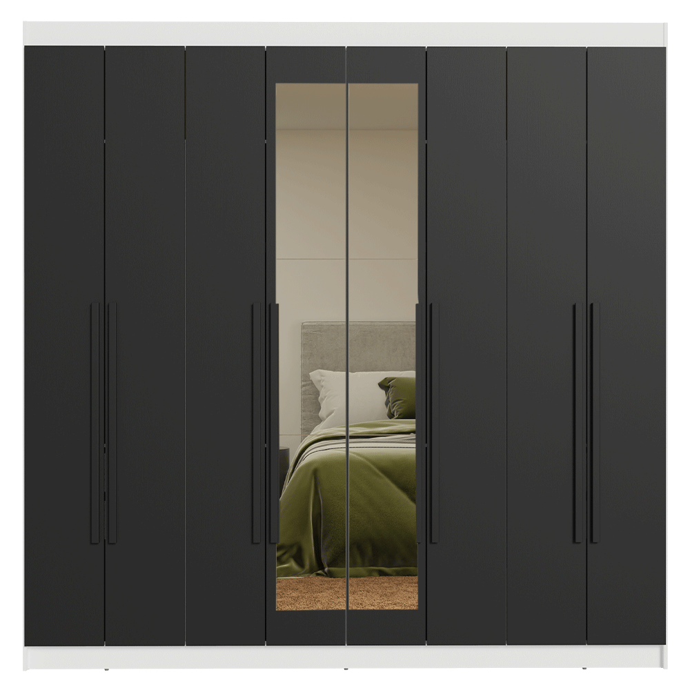 Closet Venus 8 Puertas 4 Cajones 2 Espejos BlancoNegro