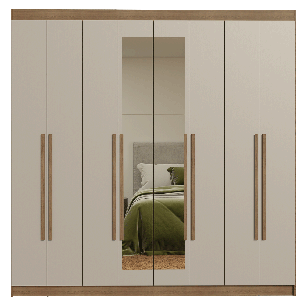 Closet Venus 8 Puertas 4 Cajones 2 Espejos MarrónCrema
