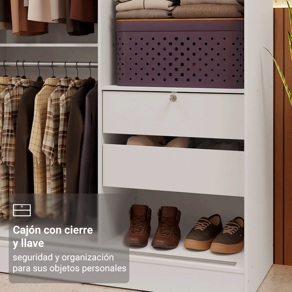 Closet Max 2 Puertas Corredizas con Espejos Blanco 183 cm x 119 cm x 54 cm
