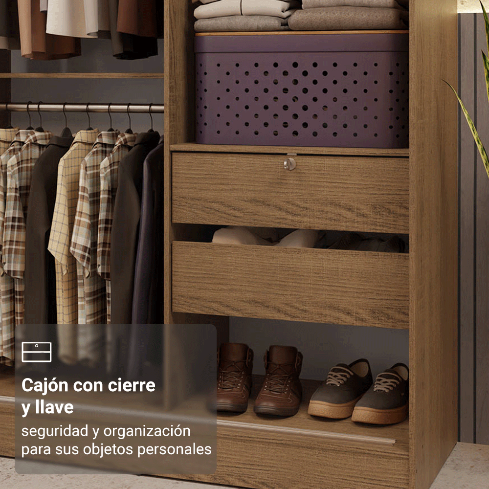 Closet Max 2 Puertas Corredizas con Espejos Marrón 183 cm x 119 cm x 54 cm