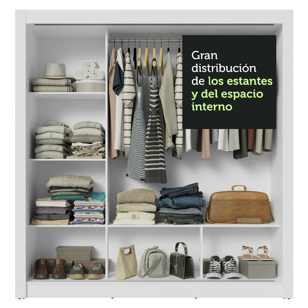 Closet Nobre 3 Puertas Corredizas 2 Espejos