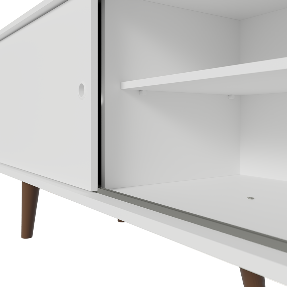 Centro de Entretenimiento Mesa para TV Dubai Hasta 65 Pulgadas Blanco (Patas Marrón)