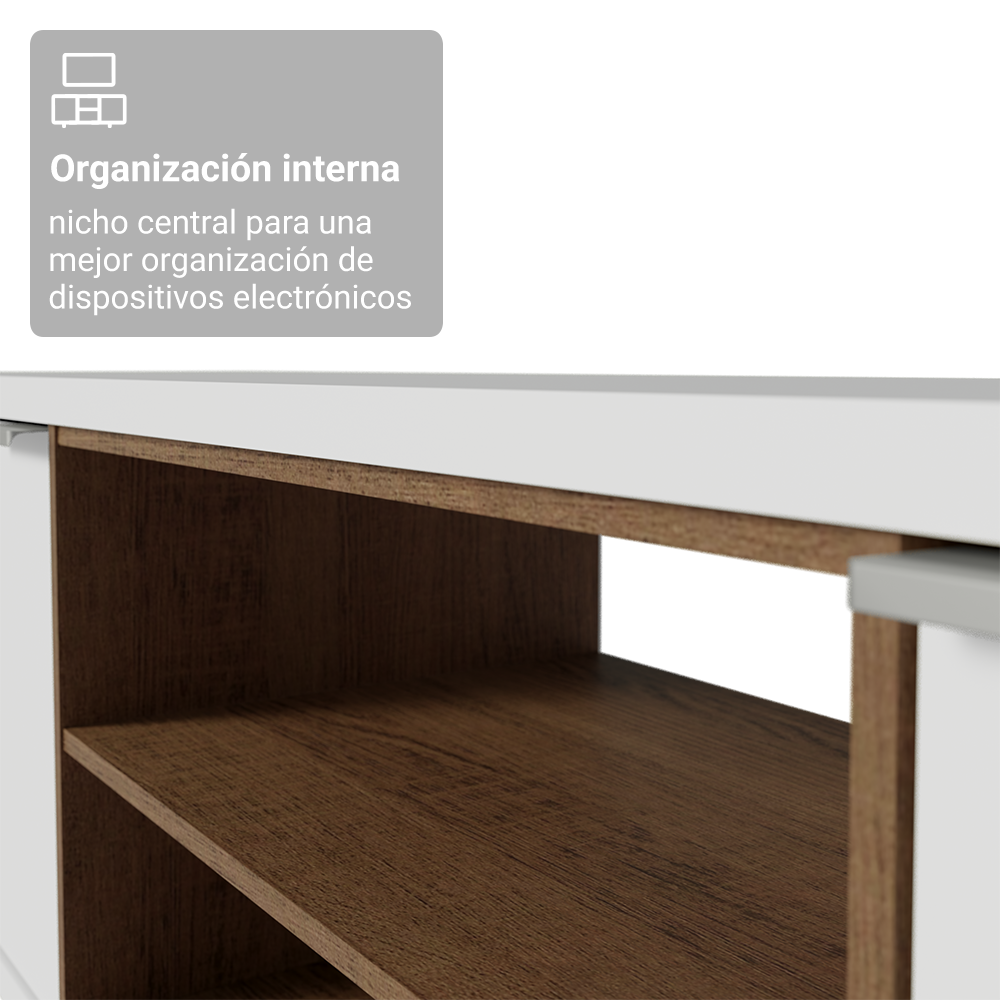 Centro de Entretenimiento Mesa para TV Metz Hasta 75 Pulgadas Blanco