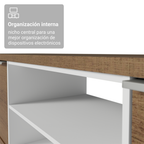 Centro de Entretenimiento Mesa para TV Metz 180 cm Hasta 75 Pulgadas Marrón/Blanco Madesa