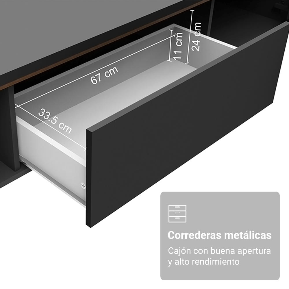 Centro de Entretenimiento Mesa para TV Doha Hasta 80 Pulgadas Negro