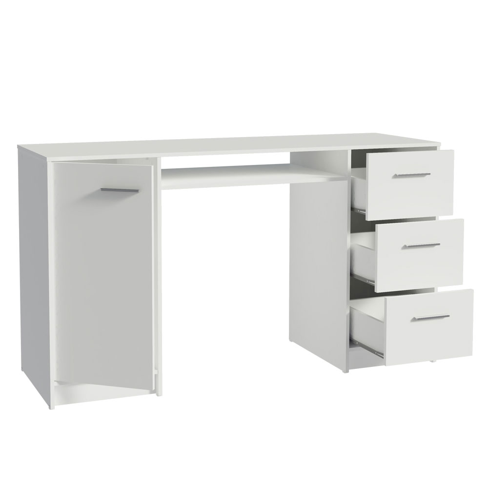 Escritorio de Oficina Alaska 137 cm 1 Puerta 3 Cajones Blanco Madesa