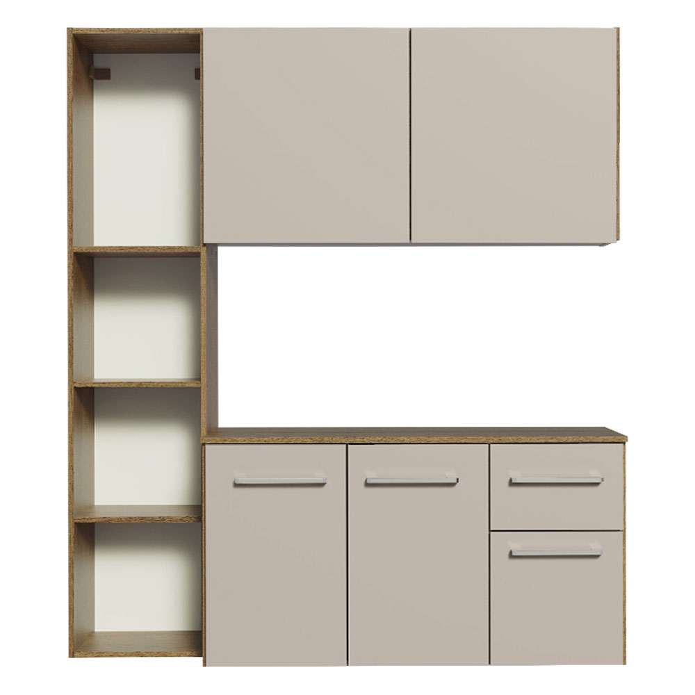 Cocina Compacta Elevada Easy 120 cm con Encimera Marrón/Crema Madesa