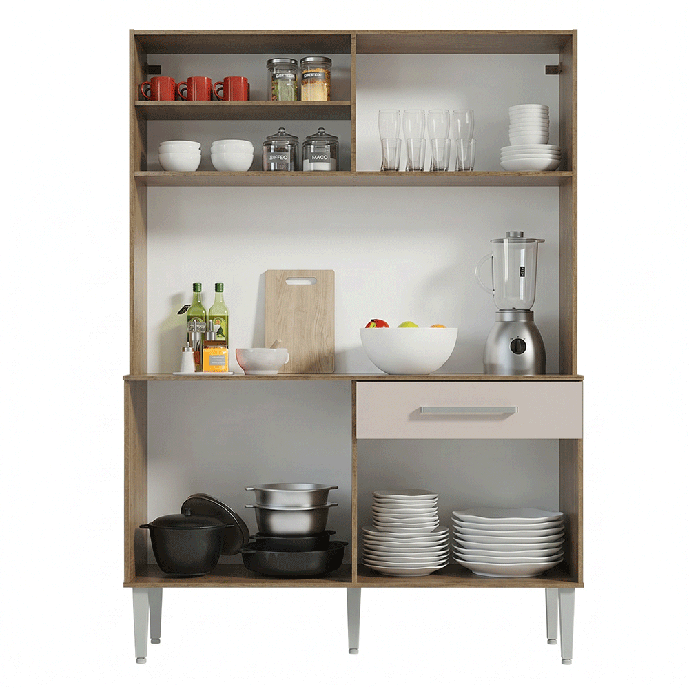 Mueble de Cocina Compacta Life 120 cm Marrón/Crema Madesa