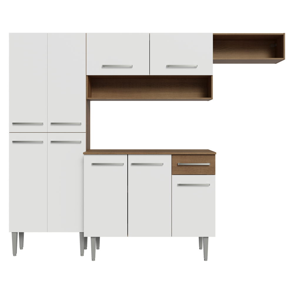 Cocina Integral Emilly 229 cm Top Marrón/Blanco Madesa