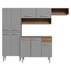 Cocina Integral Emilly 229 cm Top Marrón/Gris Madesa
