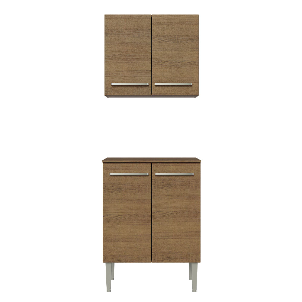 Kit Mueble de Cocina Superior y Mueble Bajo Emilly 64 cm Marrón Madesa