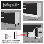 Mueble de Cocina Bajo Glamy 1.20 m 2 Puertas con Encimera Blanco/Negro