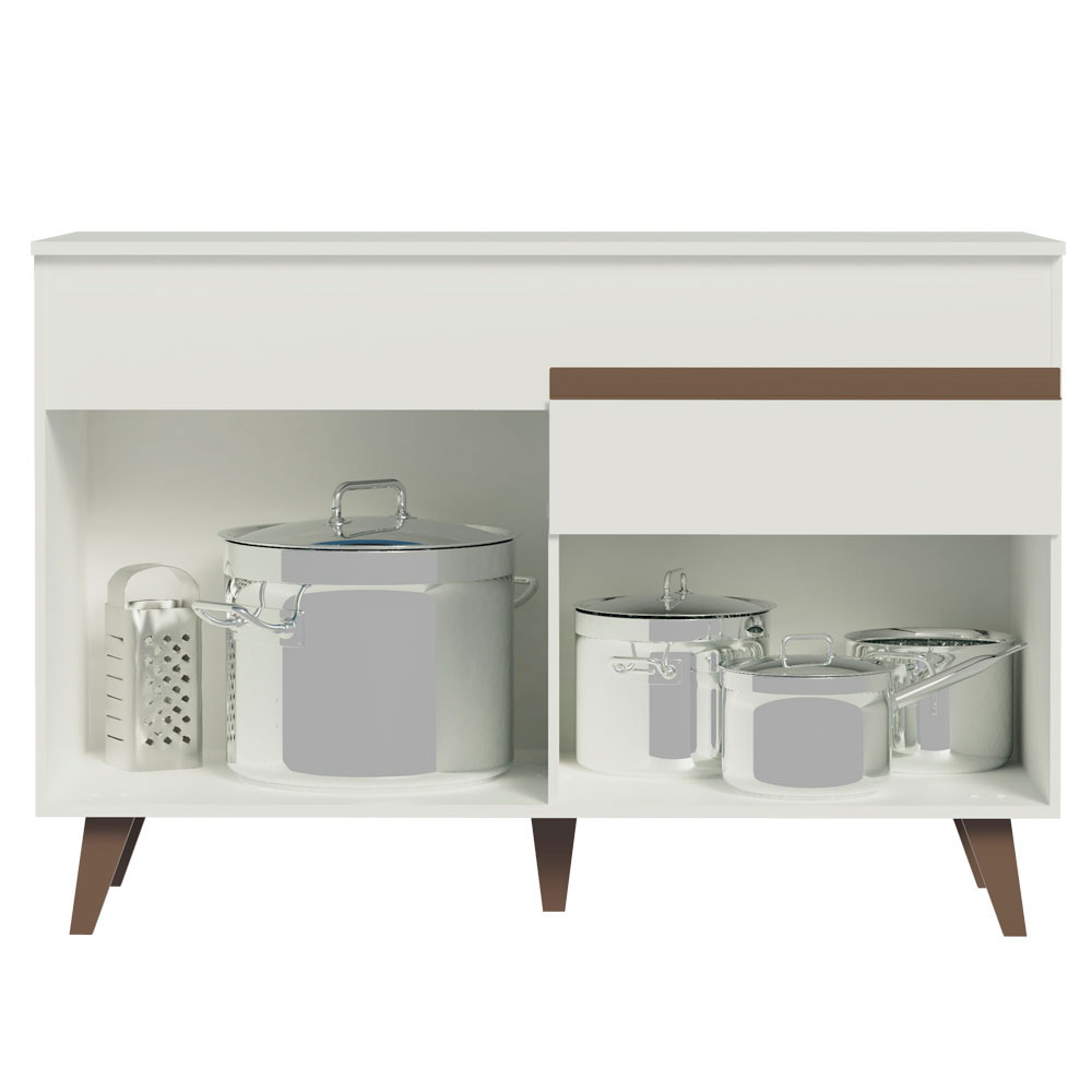 Mueble de Cocina Bajo Reims 1.20 m 2 Puertas 1 Cajón con Encimera Blanco