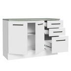 Mueble de Cocina Bajo Agata 1.20 m 2 Puertas 3 Cajones con Encimera Blanco