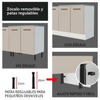Mueble de Cocina Bajo Agata 1.20 m 2 Puertas 3 Cajones con Encimera Blanco/Crema