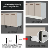 Mueble de Cocina Bajo Agata 1.20 m 2 Puertas 3 Cajones con Encimera