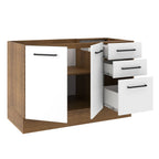 Mueble de Cocina Bajo Agata 1.20 m 2 Puertas 3 Cajones Marrón/Blanco