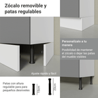 Mueble de Cocina Bajo Agata 1.20 m 2 Puertas 3 Cajones con Encimera Blanco/Gris