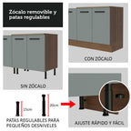 Mueble de Cocina Bajo Agata 1.20 m 2 Puertas 3 Cajones Marrón/Gris