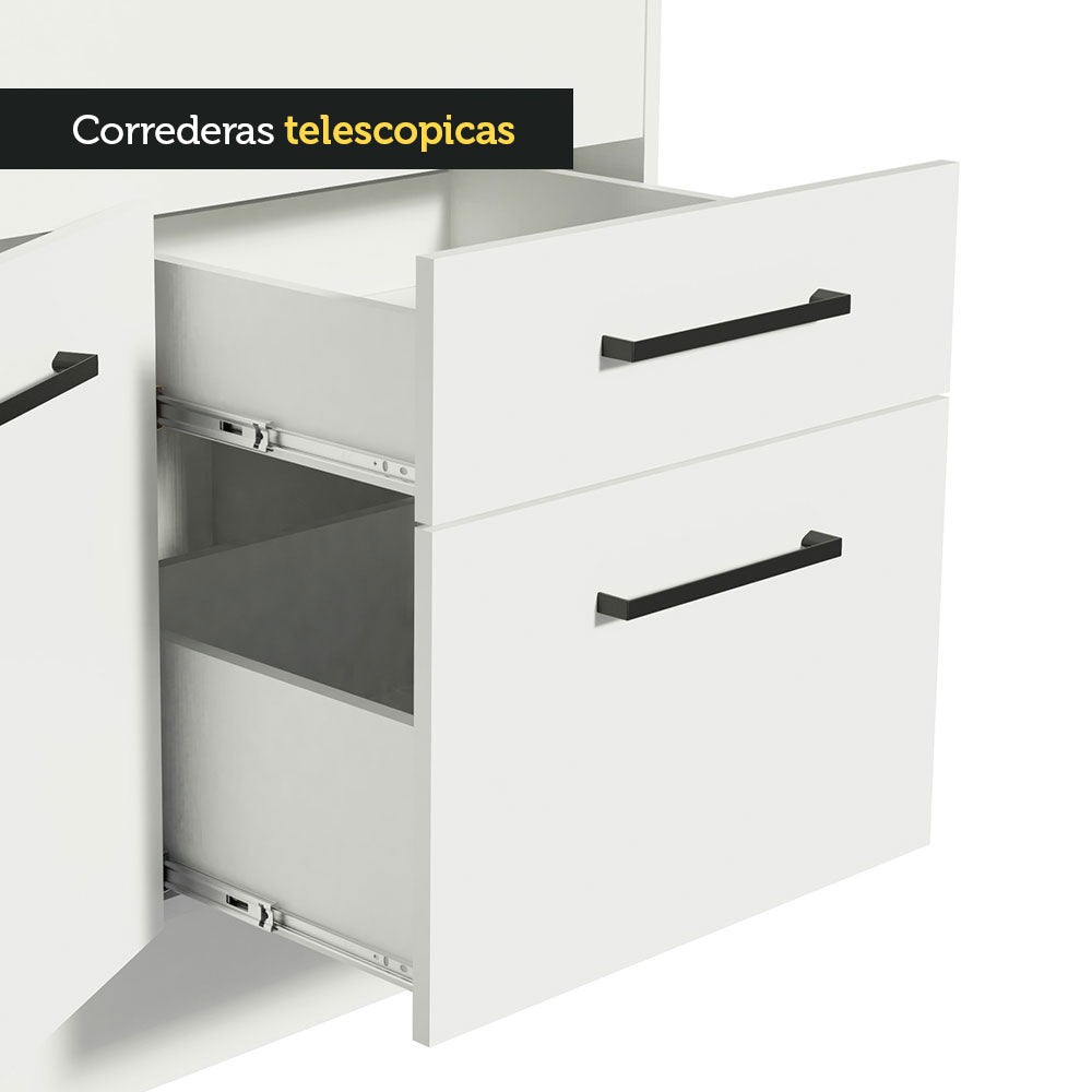 Mueble de Cocina Bajo Agata 1.50 m 2 Puertas 2 Cajones con Encimera Blanco