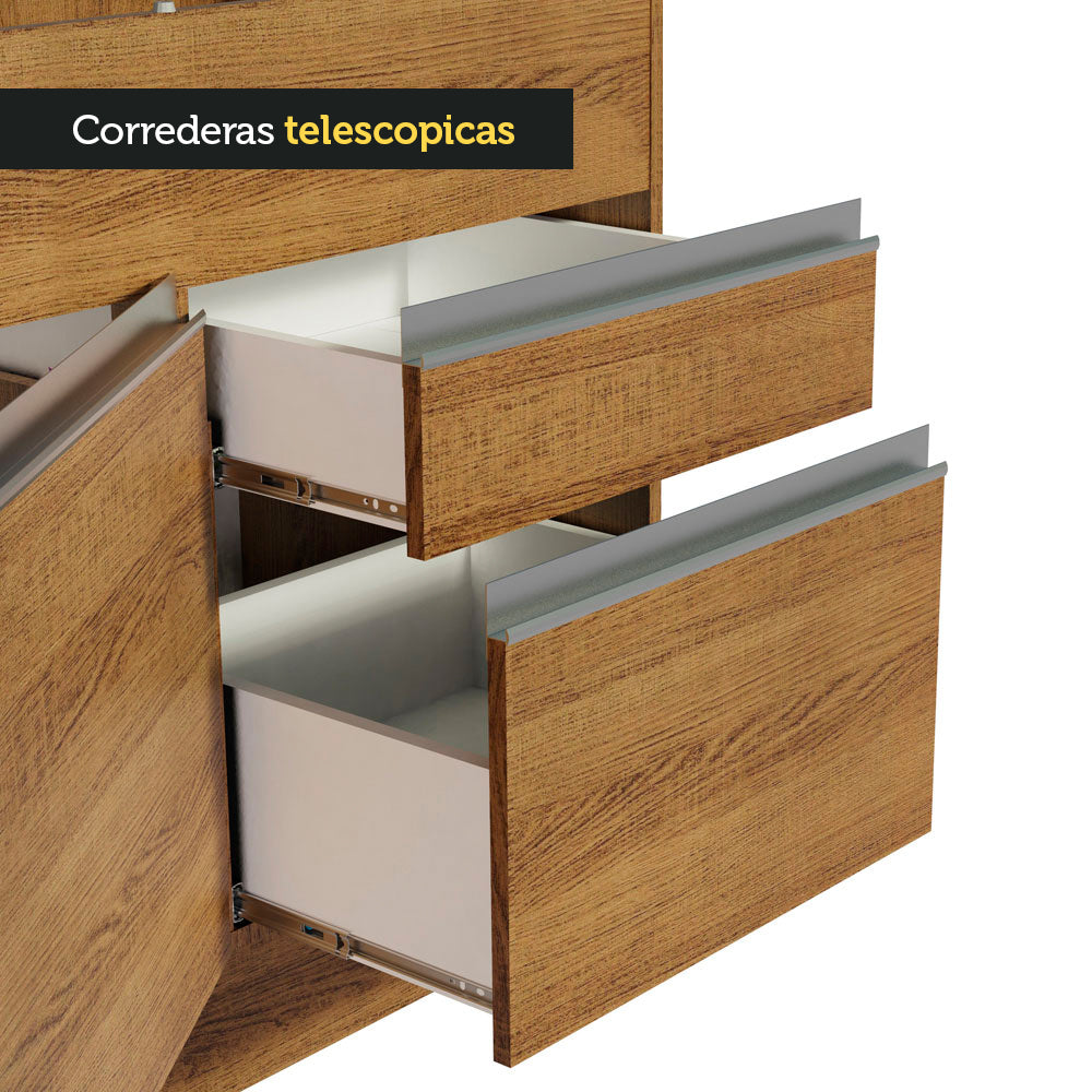 Mueble de Cocina Bajo Glamy 1.50 m 2 Puertas 2 Cajones Marrón