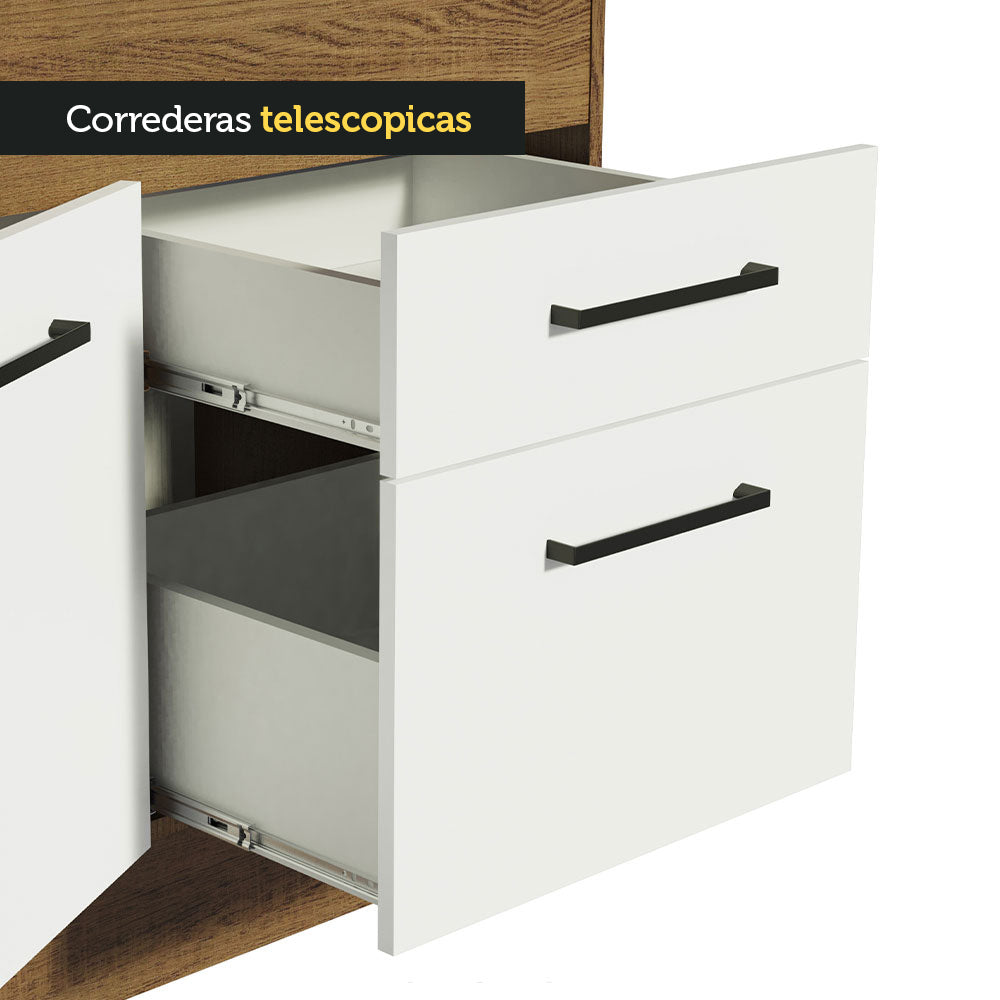 Mueble de Cocina Bajo Agata 1.50 m 2 Puertas 2 Cajones Marrón/Blanco